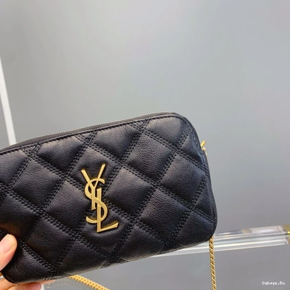 QUILTED DOUBLE-ZIP POUCH BECKY LAMBSKIN IN YSL 0722